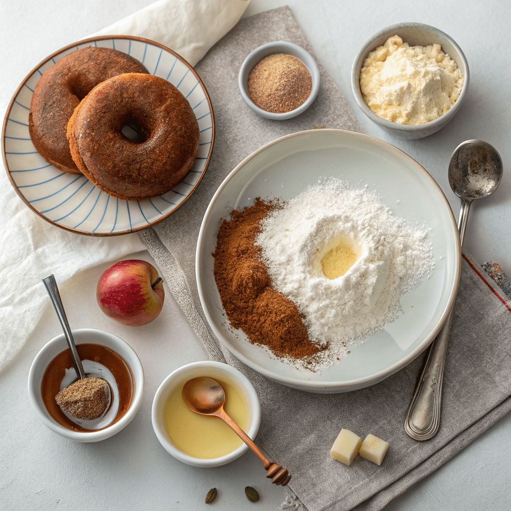 Ingredients for Red Velvet Donuts with Cream Cheese Frosting