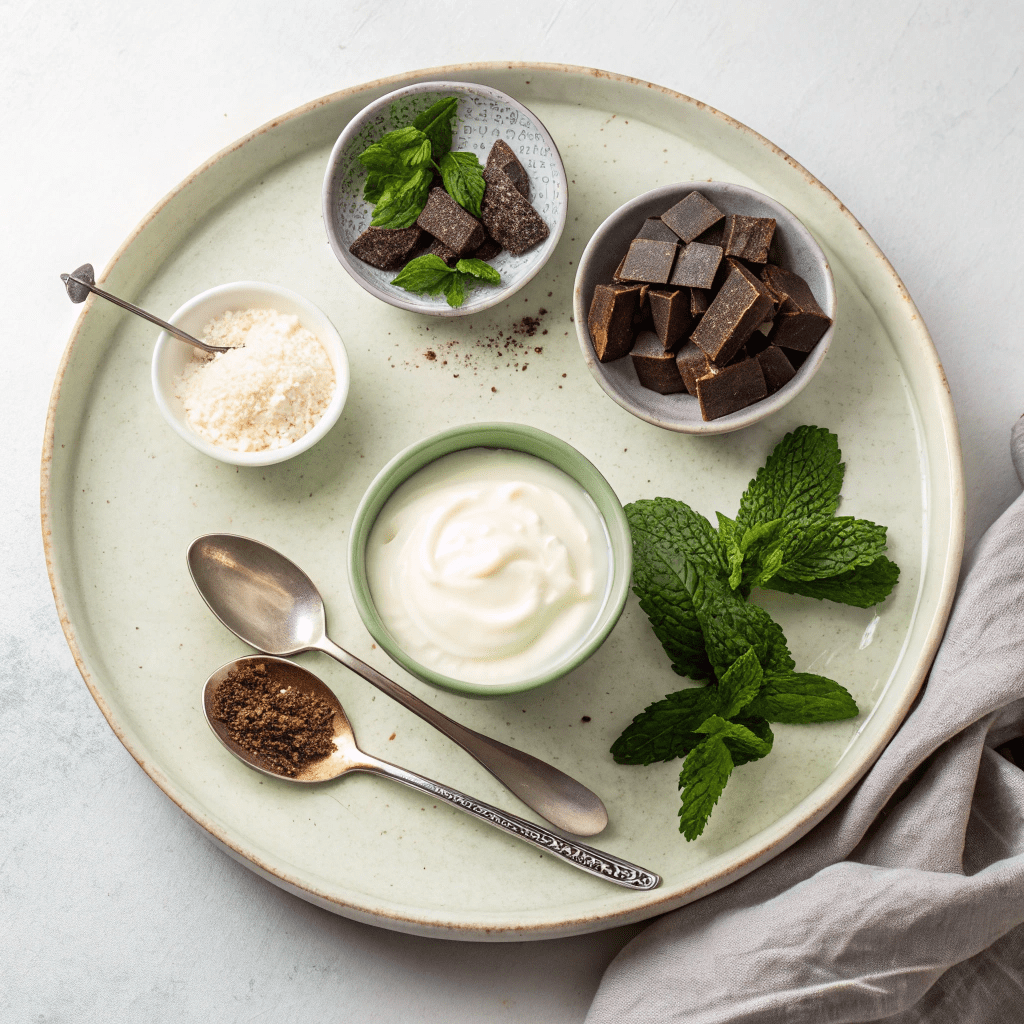 Ingredients for Mint Chocolate Chip Popsicles