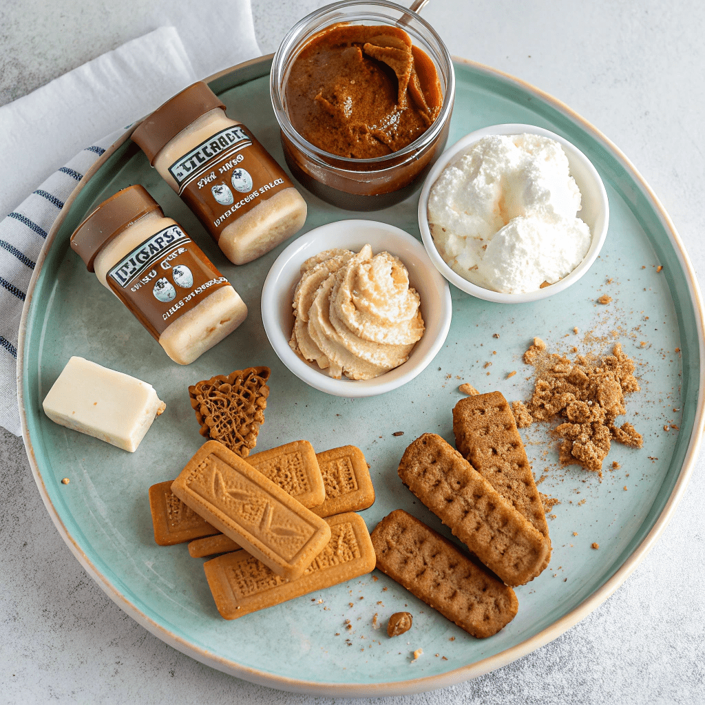 Ingredients for No-Bake Cookie Butter Cheesecake