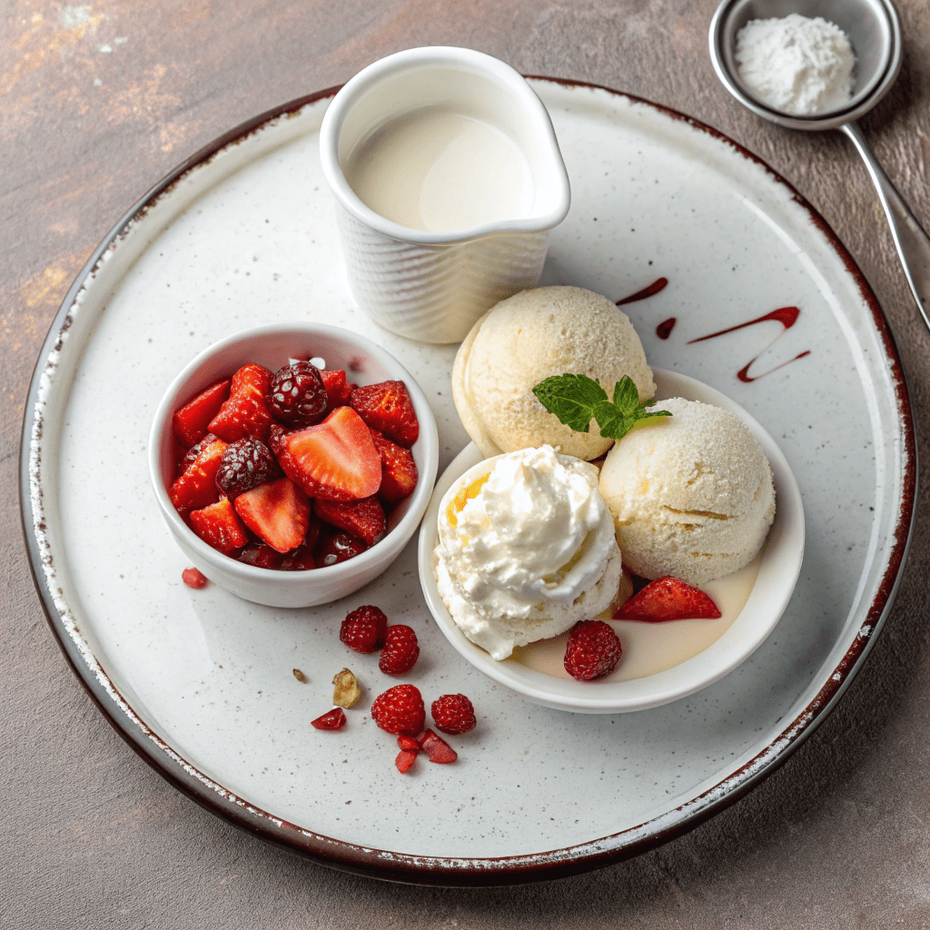 Ingredients for Strawberries and Cream Milkshake