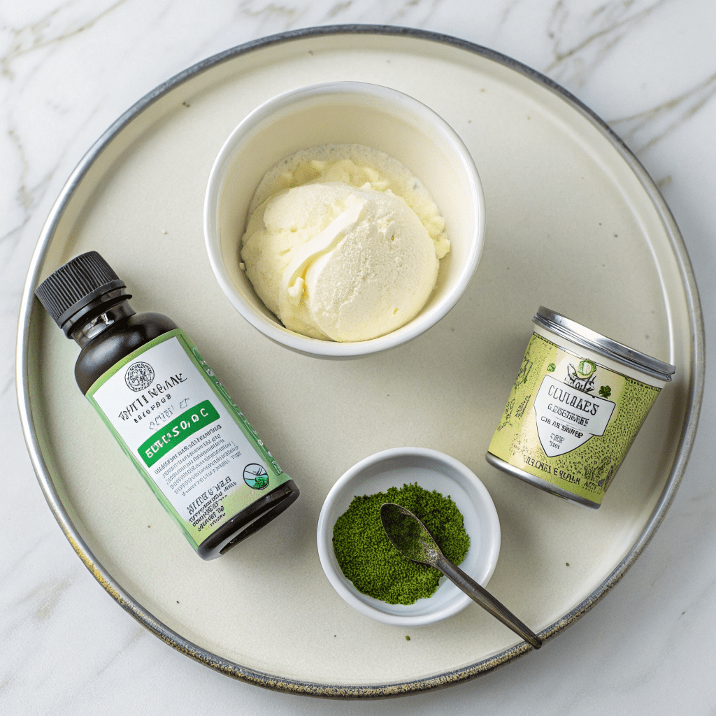 Ingredients for Green Tea Ice Cream (No Machine)