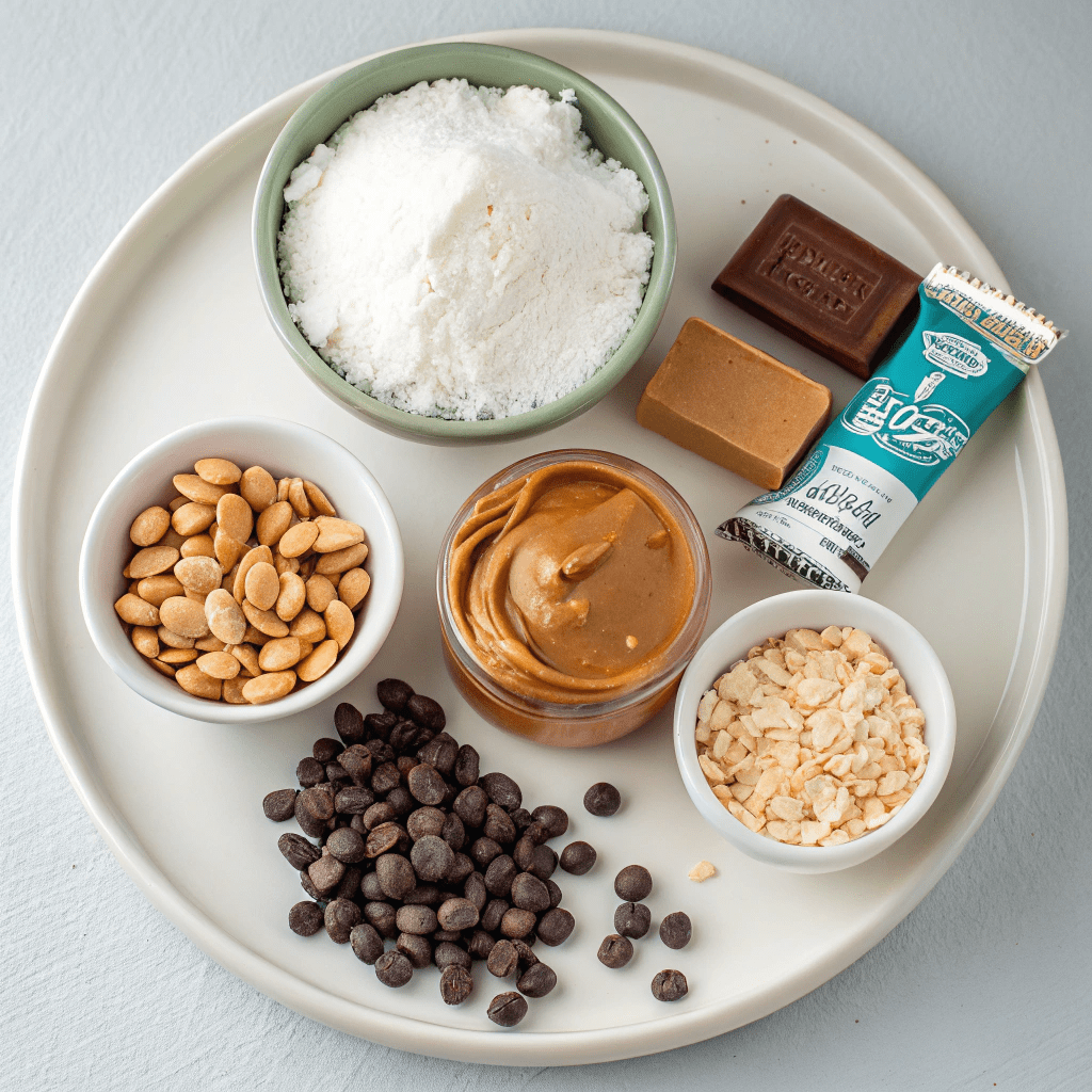 Ingredients for Candy Bar Fudge (Snickers)
