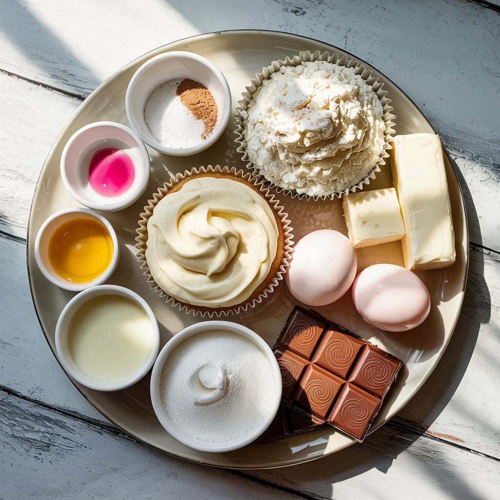 Ingredients for Pink Velvet Cupcakes