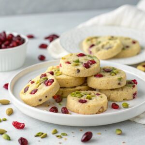 Cranberry Pistachio Shortbread Cookies