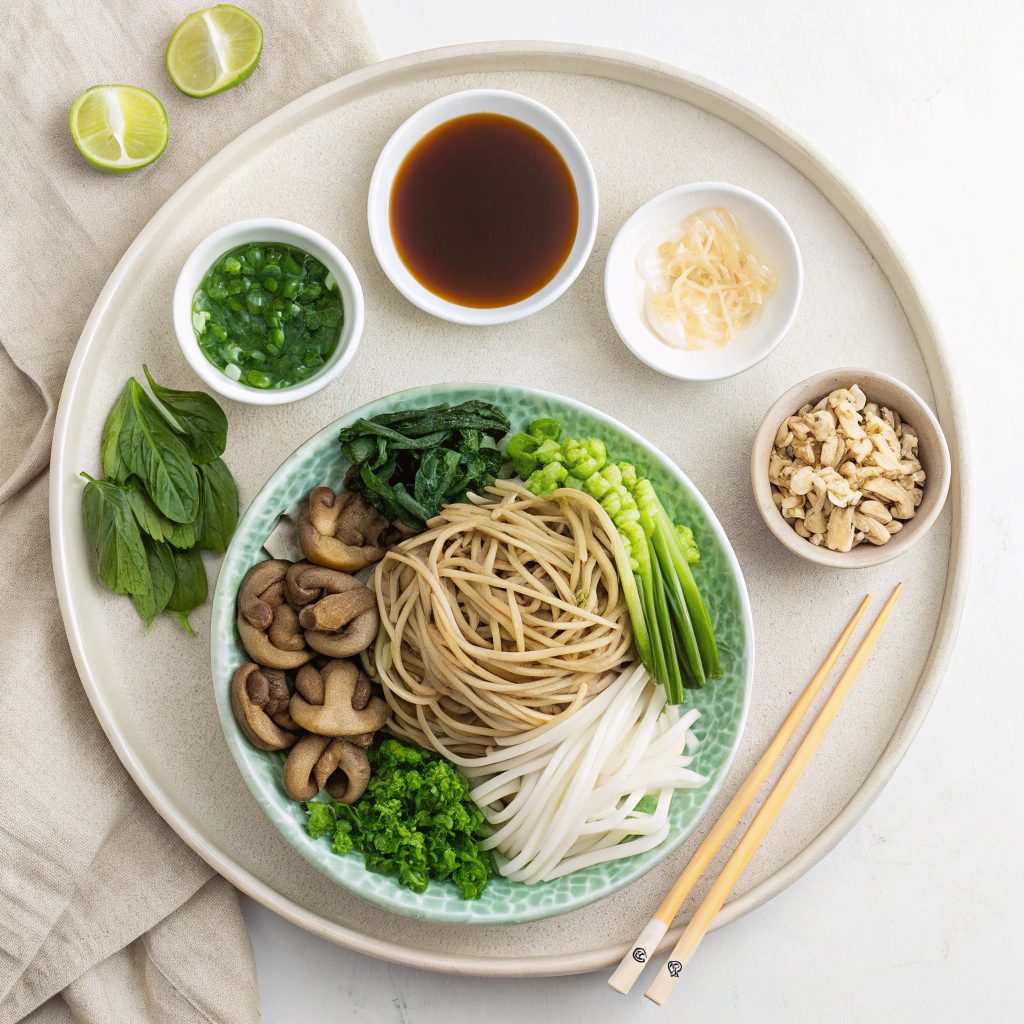 Ingredients of Spinach and Soba Noodle Soup Recipe