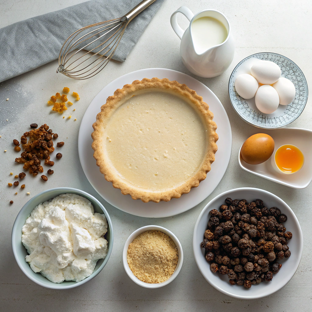 Ingredients for Sour Cream and Raisin Pie