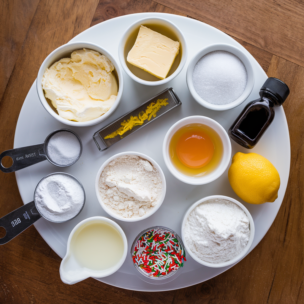 Ingredients for Italian Ricotta Cookies With Christmas Sprinkles