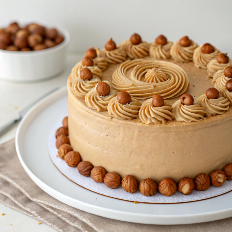 Hazelnut Cake with Salted Caramel Buttercream Frosting