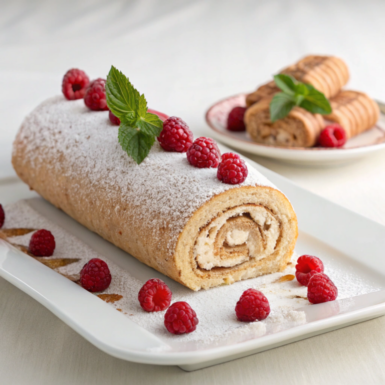 Hazelnut and Raspberry Roulade