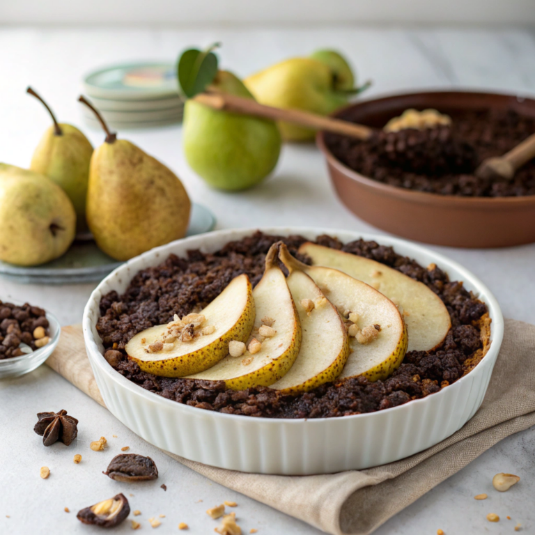 Unbelievable Pear & Dark Chocolate Crumble