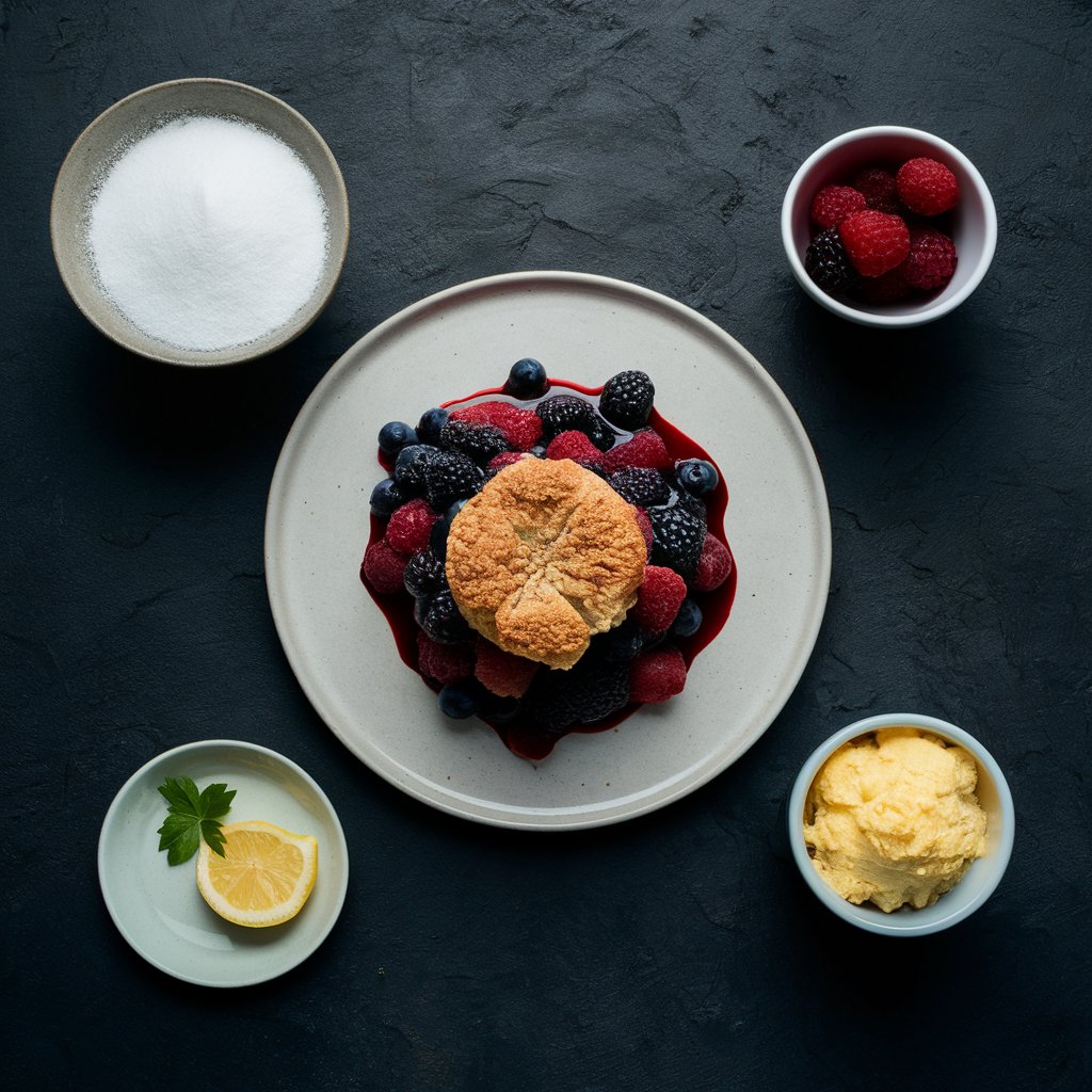 Ingredients for Mixed Berry Cobbler with Cake Mix