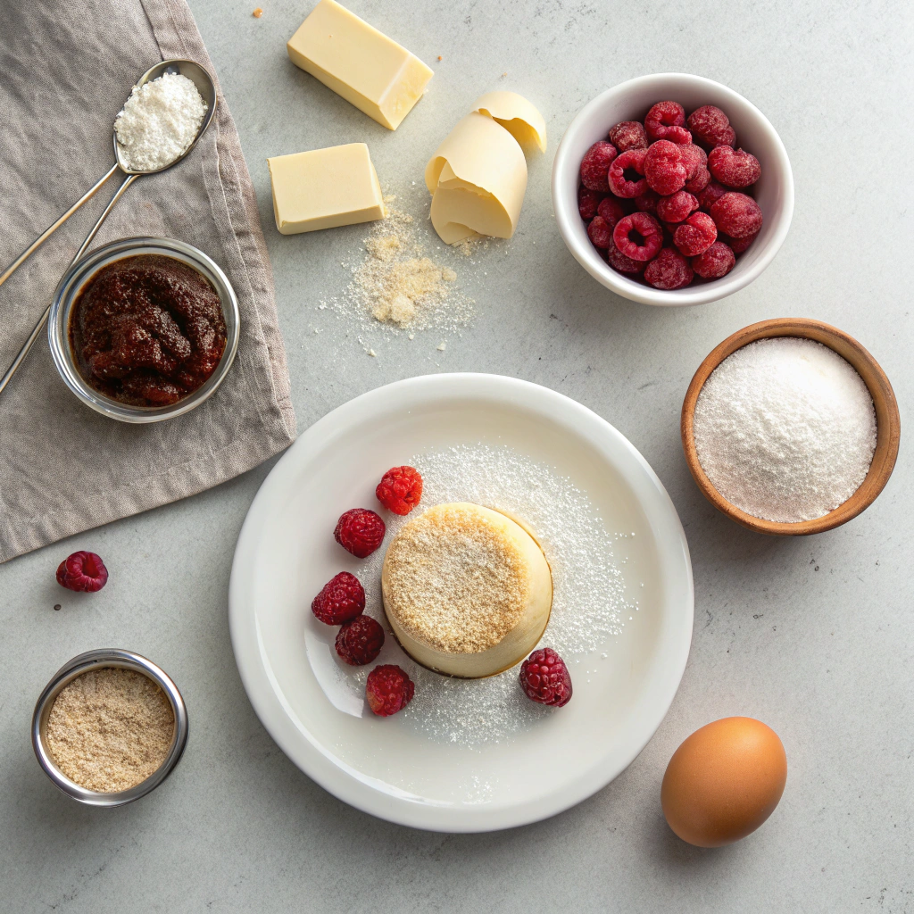 Ingredients for White Chocolate Soufflé with Raspberry Sauce