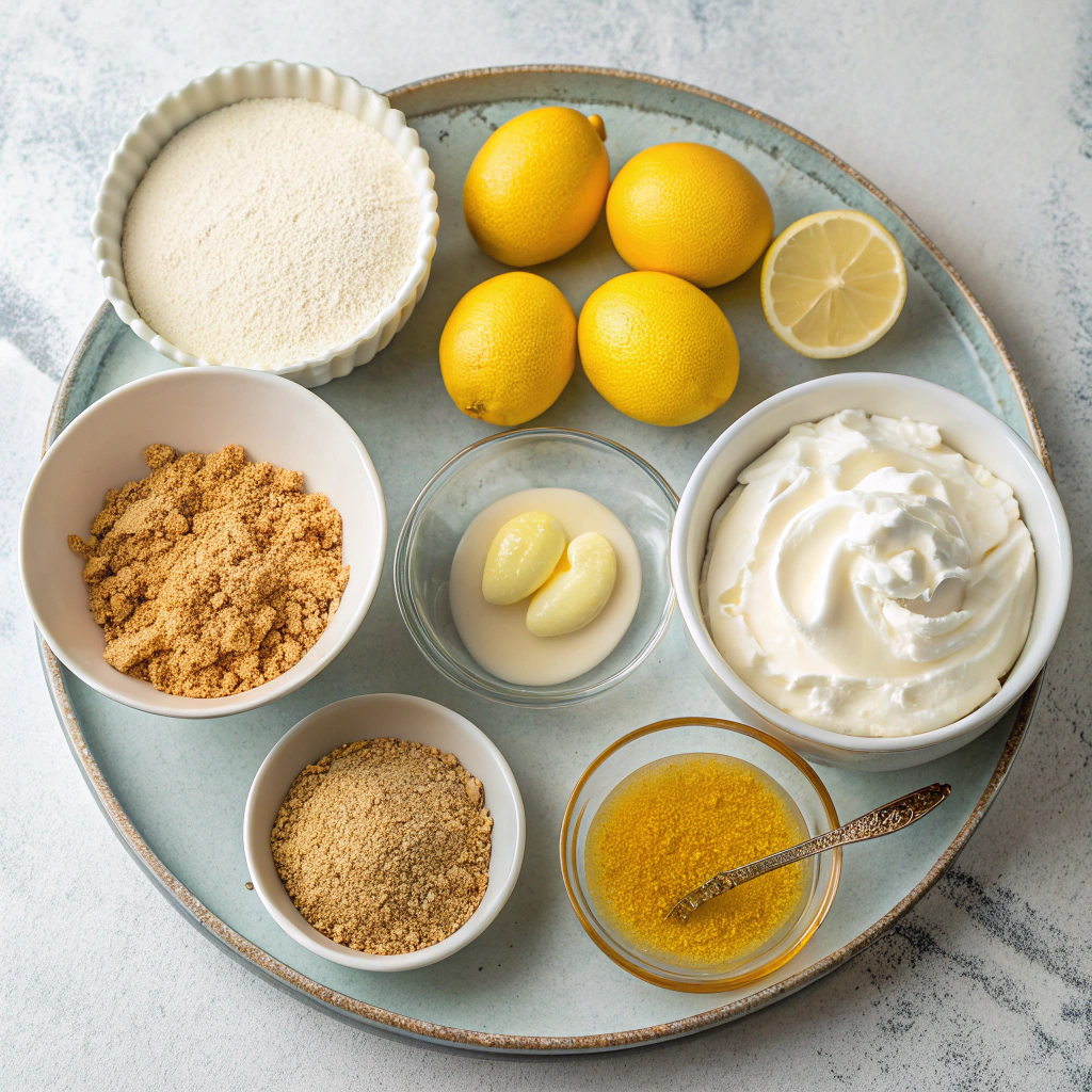 Ingredients for No-Bake Lemon Meringue Cheesecake