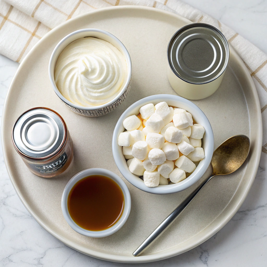 Ingredients for Toasted Marshmallow Ice Cream (No Machine)