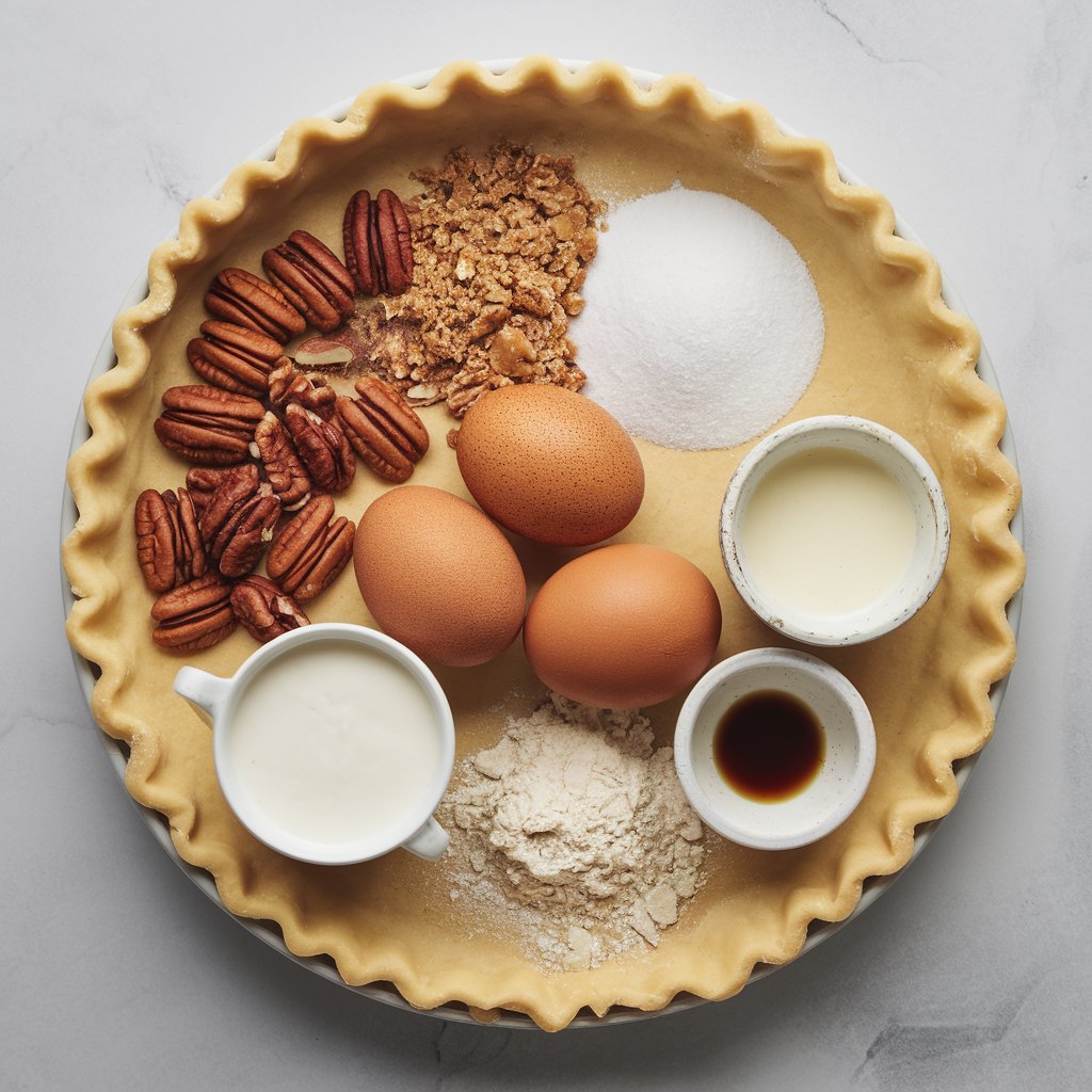 Ingredients for American Buttermilk Pecan Pie