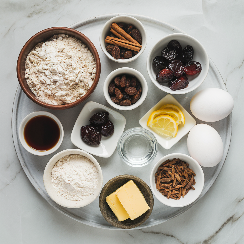 Ingredients for Easy Boiled Fruit Cake