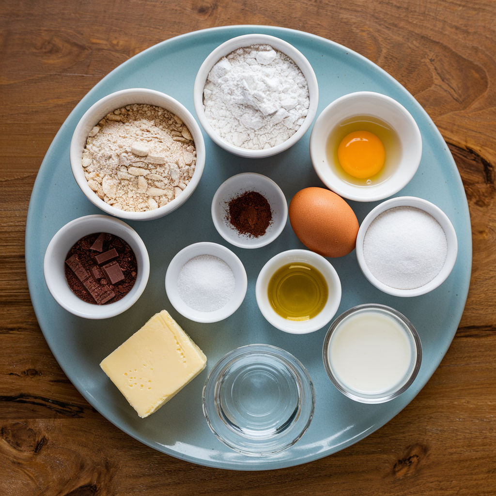 Ingredients for Mocha Macarons with Chocolate Caramel Filling