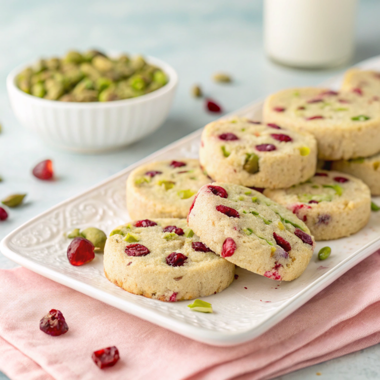 Cranberry Pistachio Shortbread Cookies