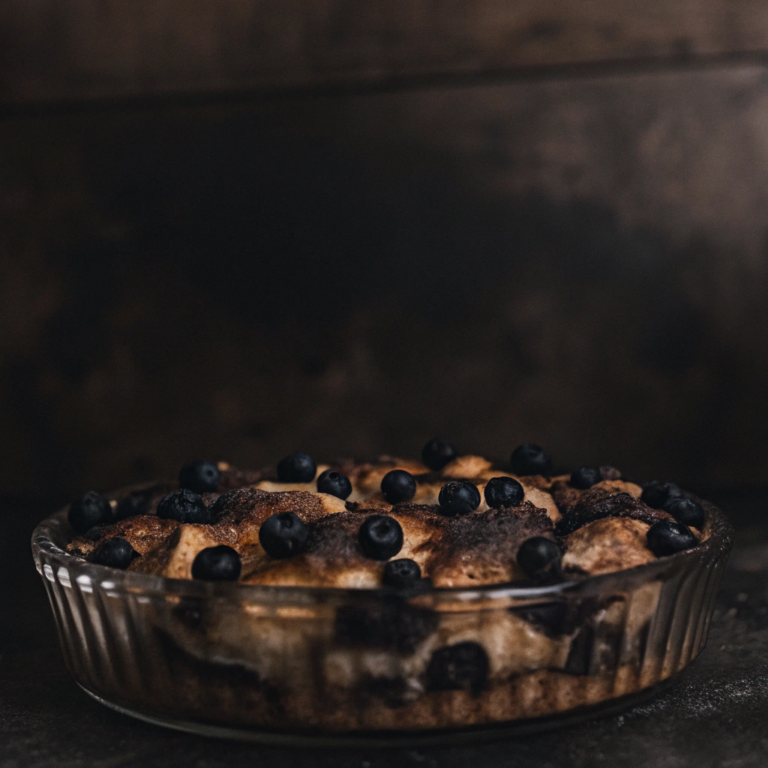 Blueberry and Lemon Curd Bread Pudding