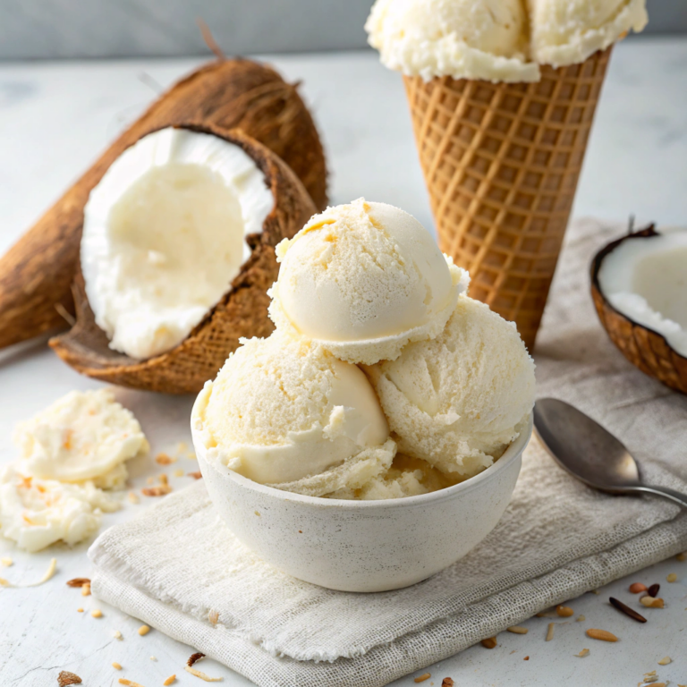 Dairy-Free Coconut Homemade Ice Cream (2 Ingredients/No Machine)