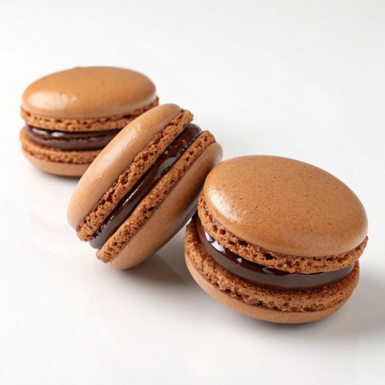 Mocha Macarons with Chocolate Caramel Filling