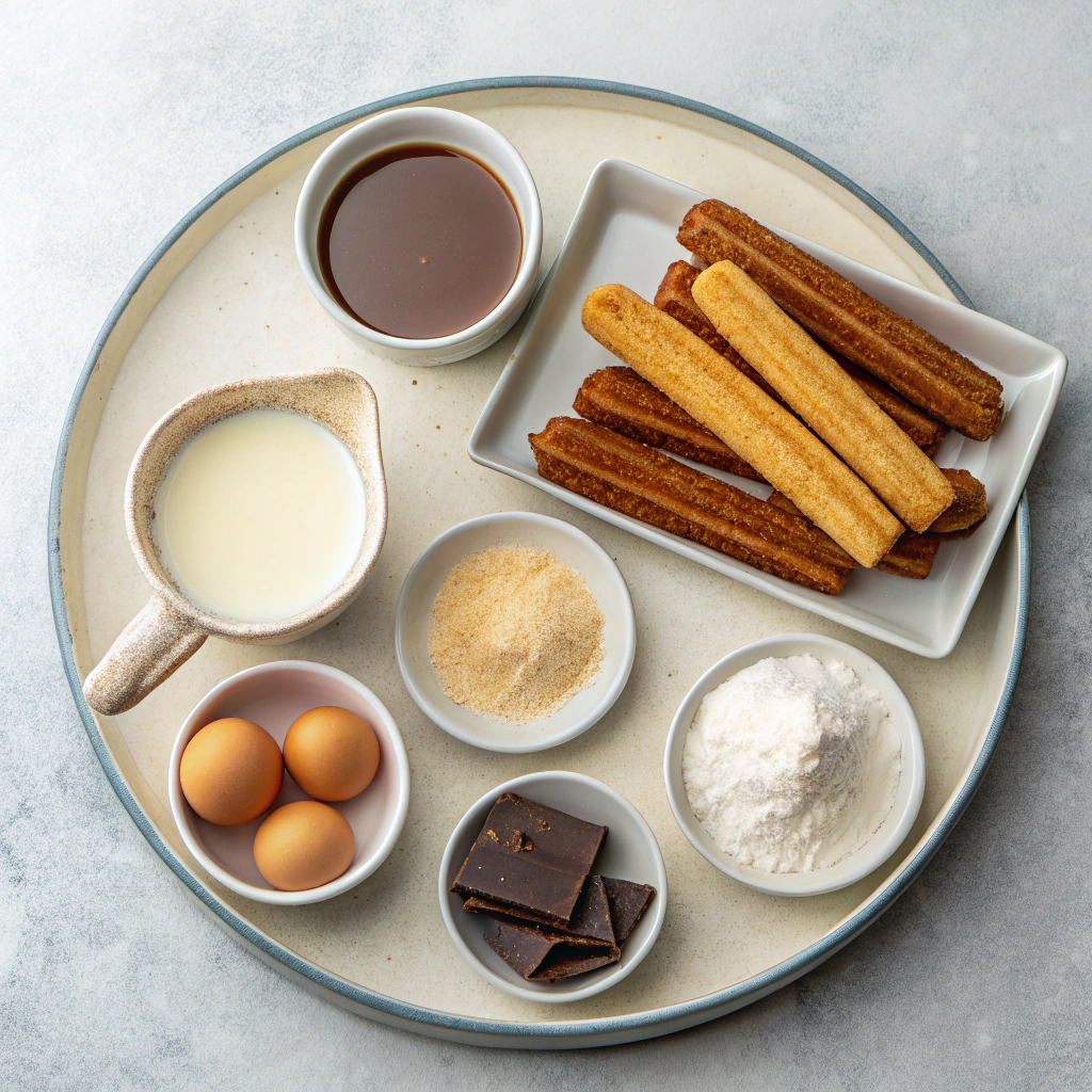 Ingredients for Homemade Baked Churros and Hot Chocolate