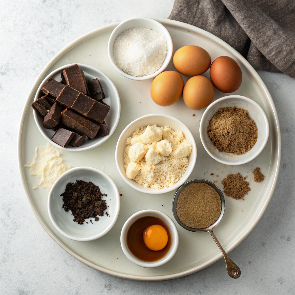 Ingredients for Easy Sugar-Free Flourless Chocolate Cake