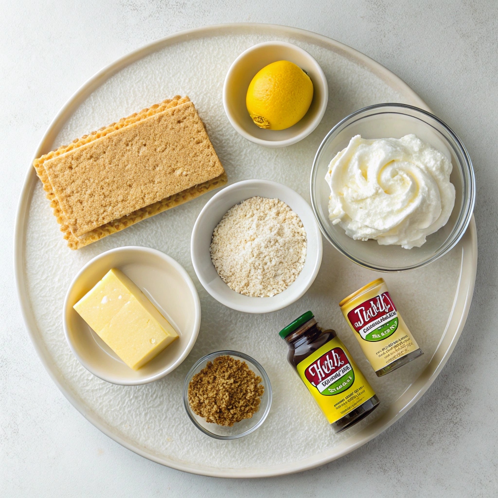 Ingredients for The Easiest No-Bake Lemon Cheesecake