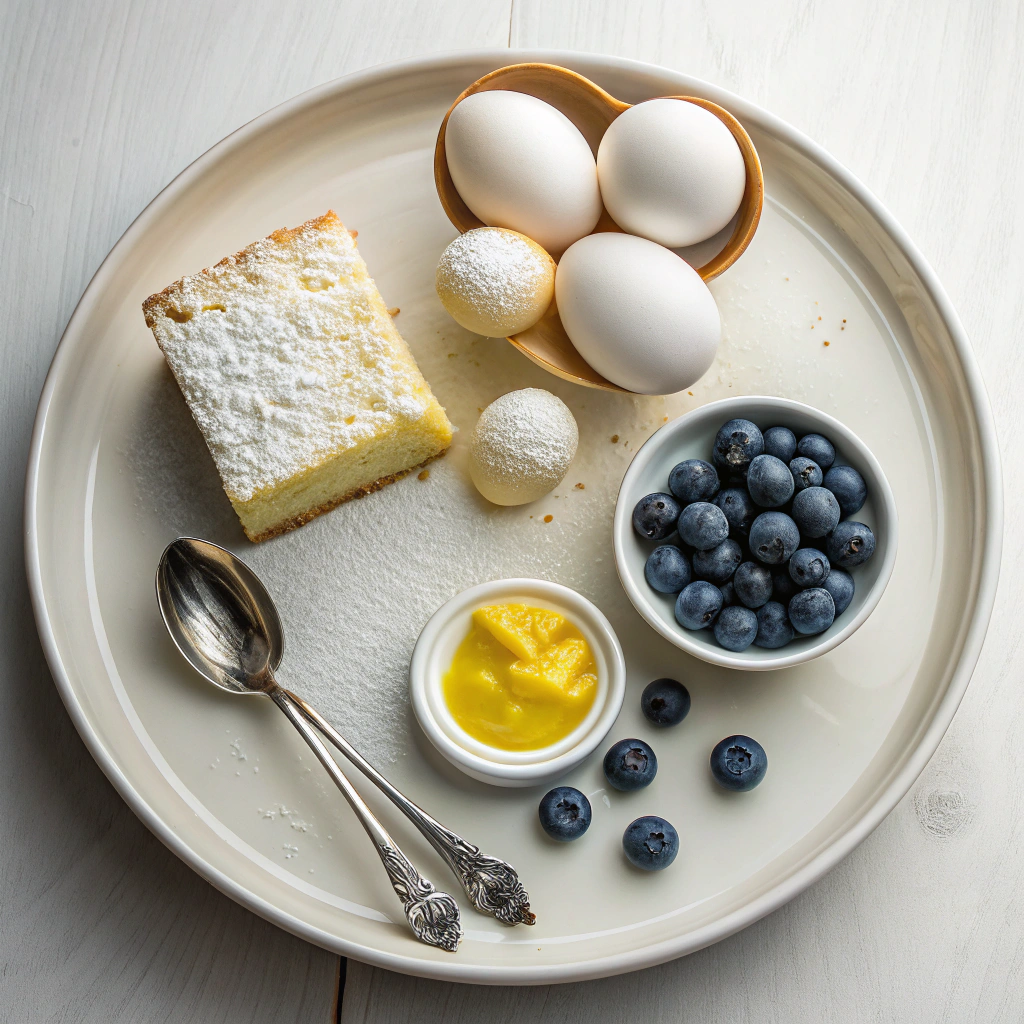 Ingredients for Blueberry and Lemon Curd Bread Pudding