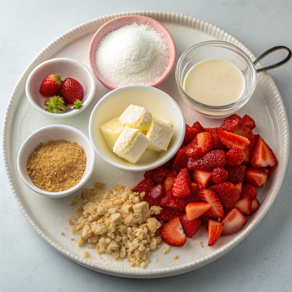 Ingredients for Homemade Strawberry Shortcake Ice Cream Bars