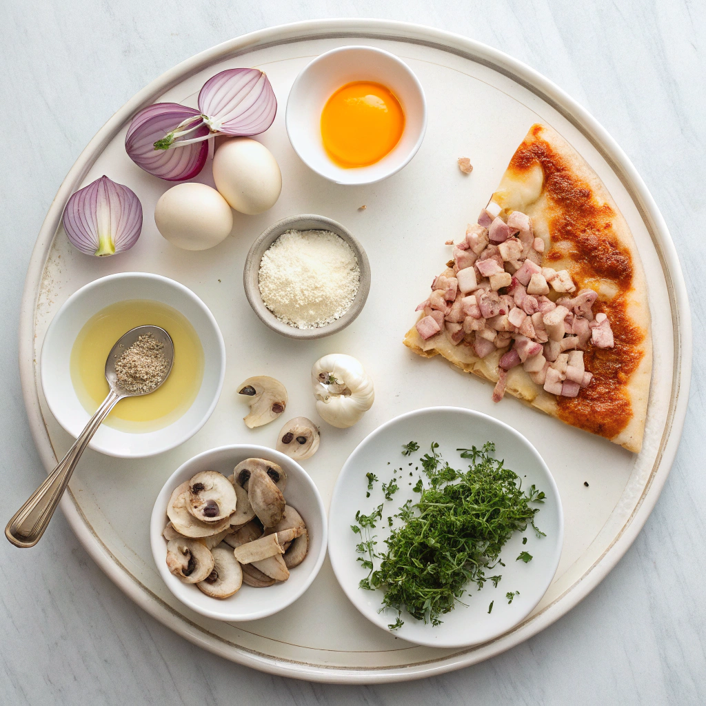 Ingredients for Mushroom, Mascarpone & Egg Pizza