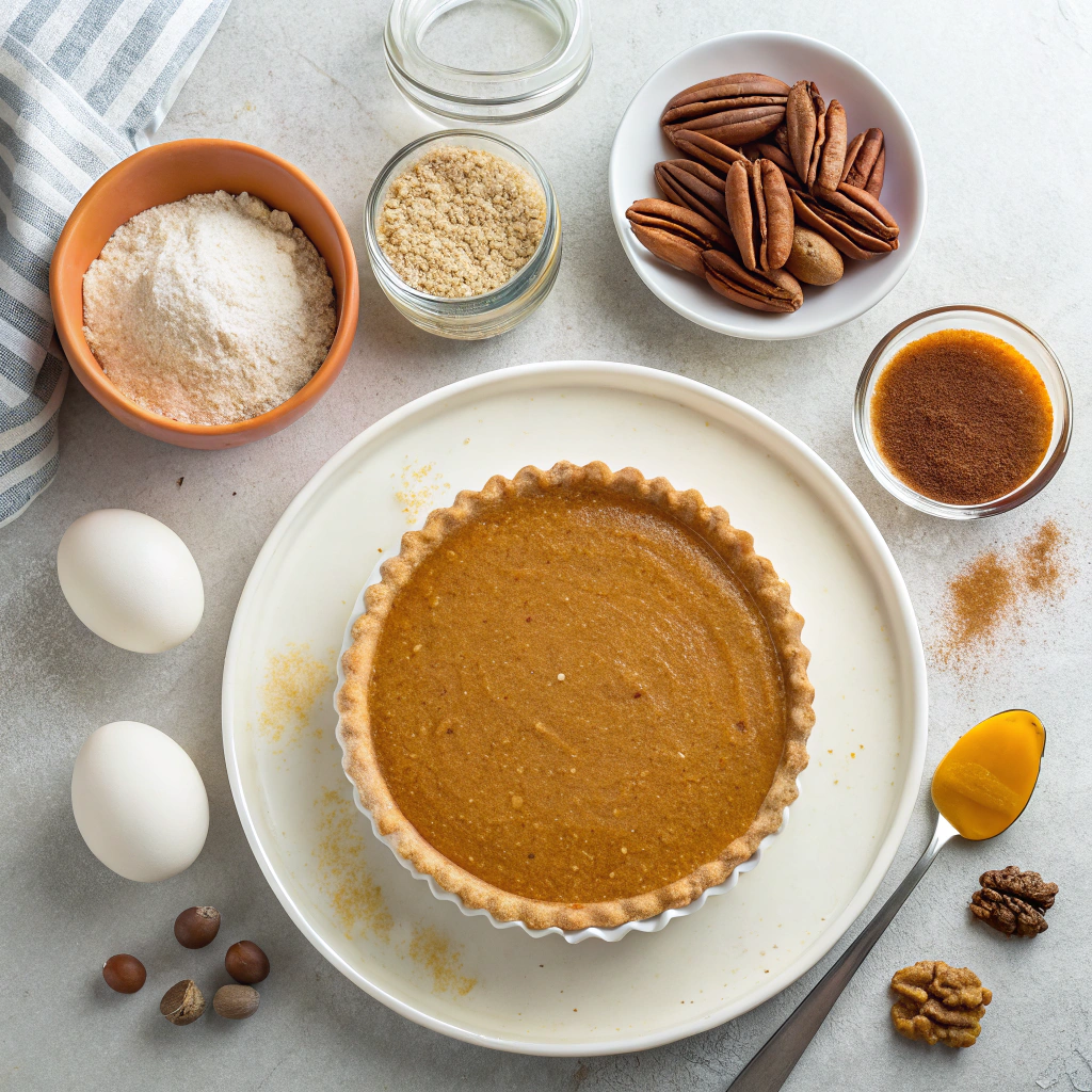 Ingredients for Perfect Pumpkin Pecan Pie