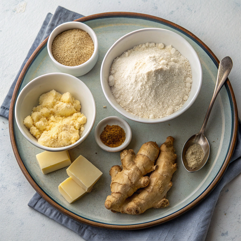 Ingredients for Ginger Shortbread Cookies