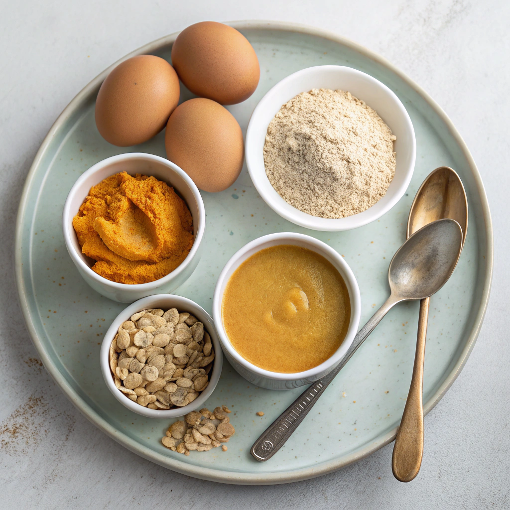 Ingredients for Homemade Dog Biscuits (Pumpkin & Peanut Butter)