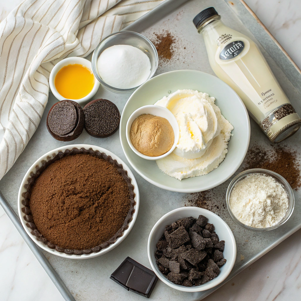 Ingredients for Easy No-Bake Chocolate Cheesecake