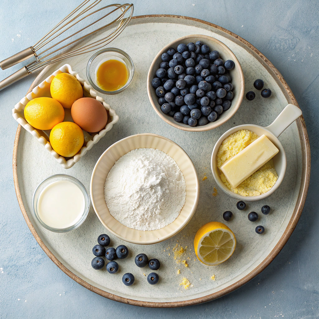 Ingredients for Jumbo Lemon Blueberry Costco Muffins